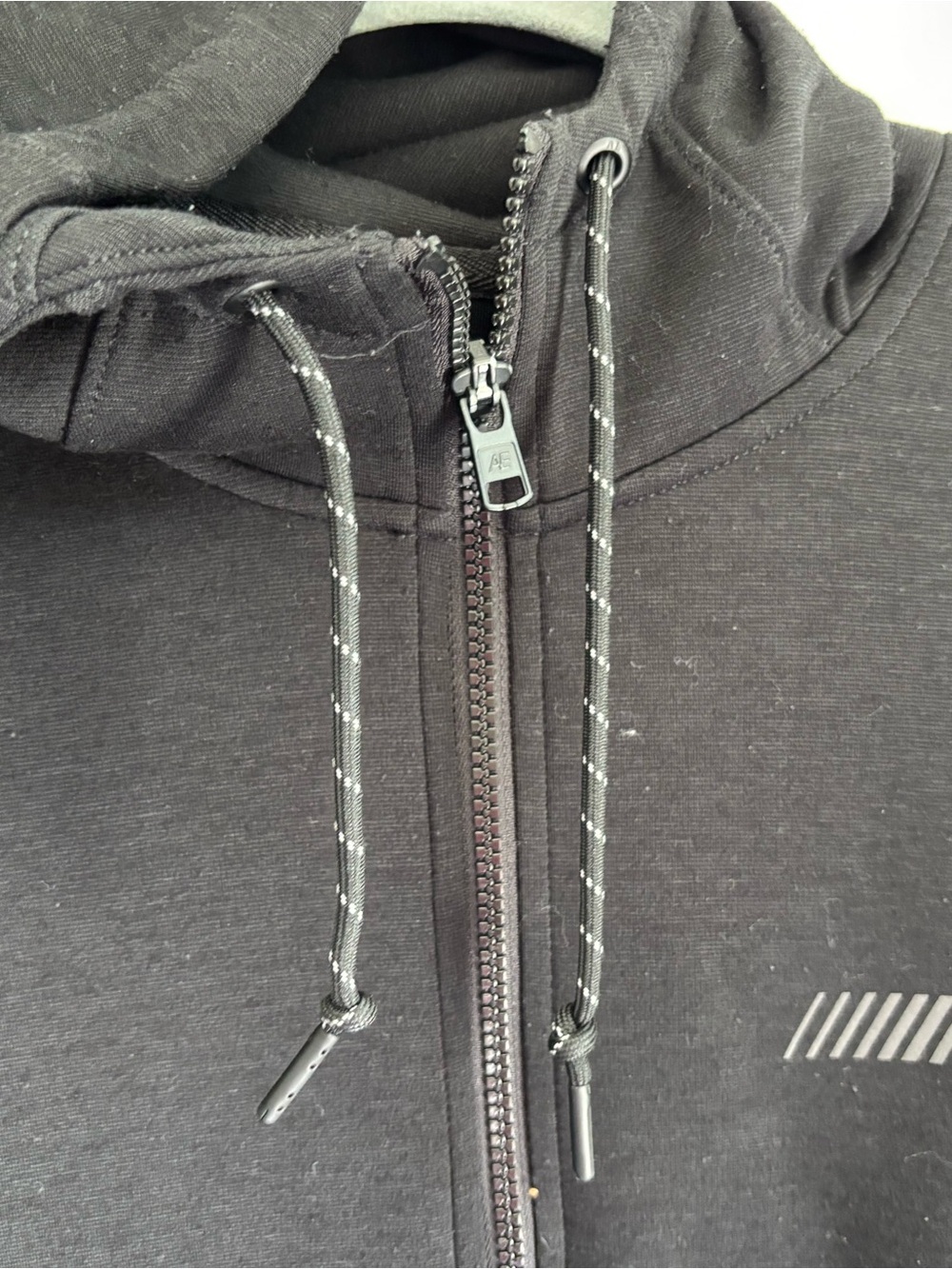 American Eagle Outfitters Black Full-Zip Hoodie with Reflective Detail